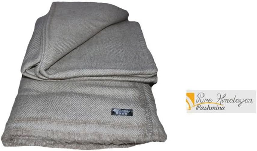 100% Natural Cashmere (108 X 54) Inches Blanket - Pure Pashmina Throw - Hand Made in Nepal By Pure Himalayan Pashmina - RRP $500