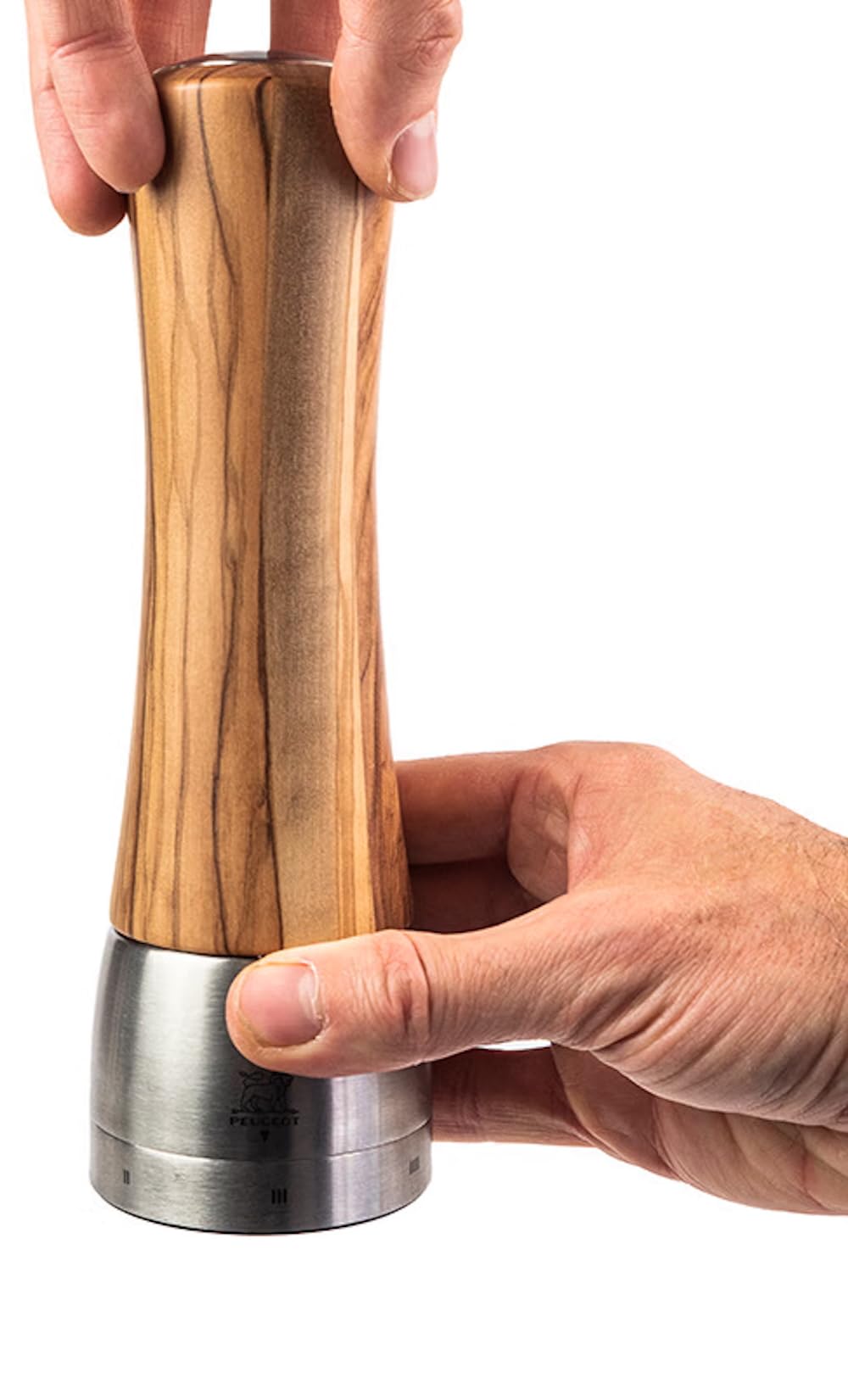 PEUGEOT - Moulin à Sel Madras u'Select 21 cm - 6 Réglages de Moutures Prédéfinies - Innovation Sel Glace, Mécanisme Zirlion - En Bois d'Olivier Labellisé PEFC et Inox - Fabrication Française