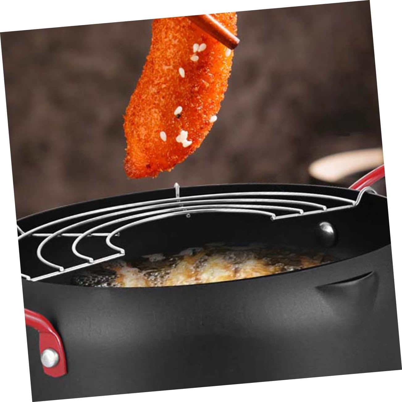 Cabilock Japanese Frying Pot with Filter Basket Large Capacity Iron Deep Fryer for Household Use Compatible with Induction Gas and Electric Stoves Oil Saving Narrow Bottom Design Dishwasher