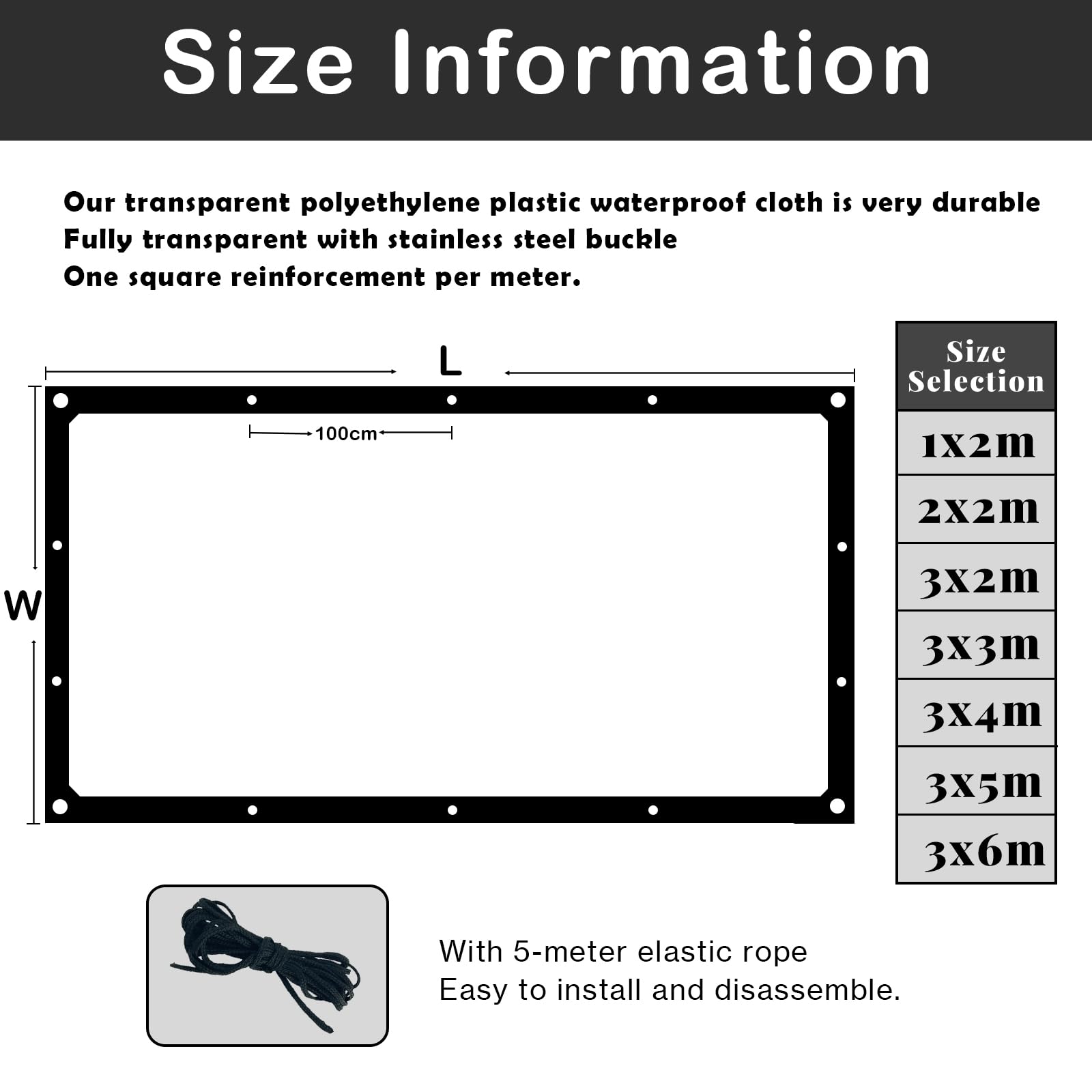 Telone Impermeabile Trasparente 3x5 M - Con Occhielli E Corda | Polietilene Per Esterno E Giardino - Foto 3