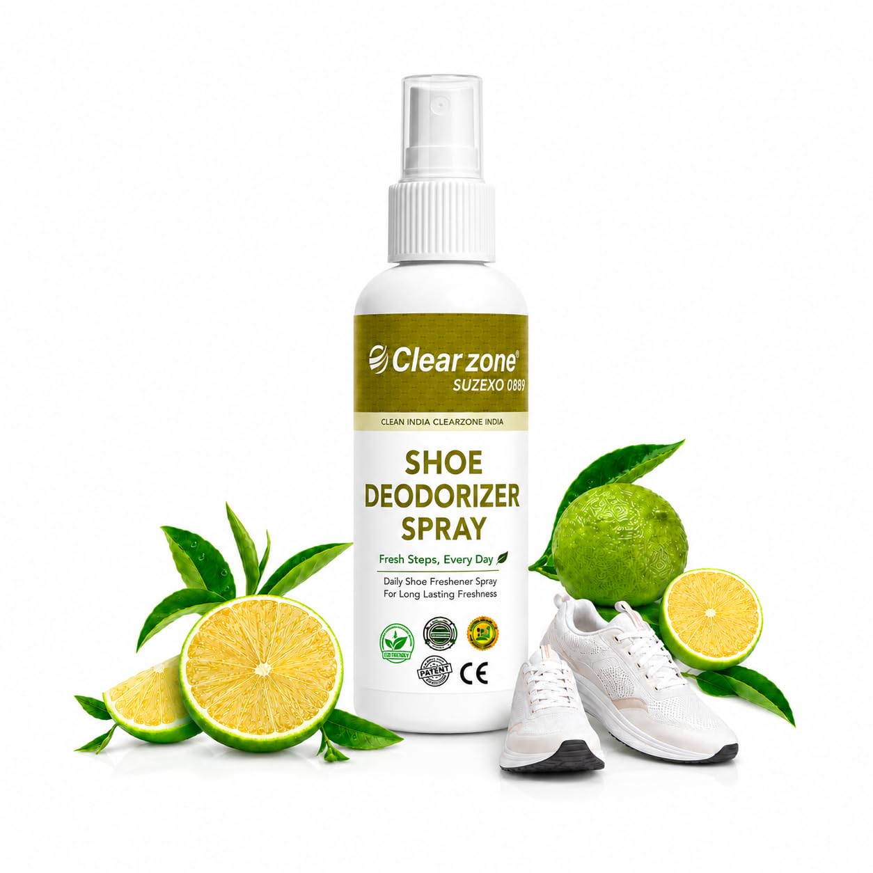 Clearzone SUZEXO 0889 Shoe Odor Eliminator Spray | Long-Lasting Freshness for Shoes, Slippers & Socks | Safe for All Footwear | Skin-Friendly & Non-Irritating | Ideal for Homes, Offices, Gyms (150 ML)-image-17