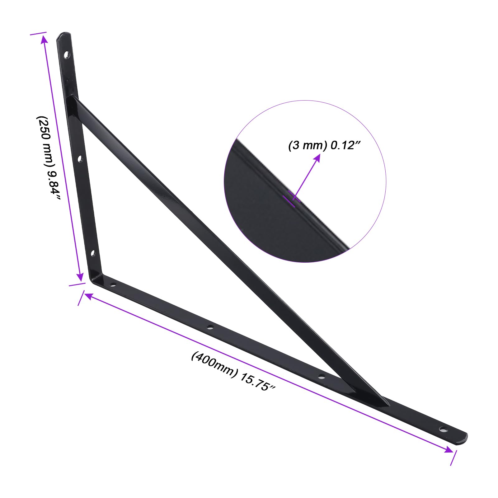 8 sztuk czarnych wsporników rega?owych, 400 x 250 mm, k?townik do rega?u, czarny, metalowy, wspornik do rega?u 90 stopni, wspornik do rega?ów do du?ych obci??e?, no?no?? 120 kg