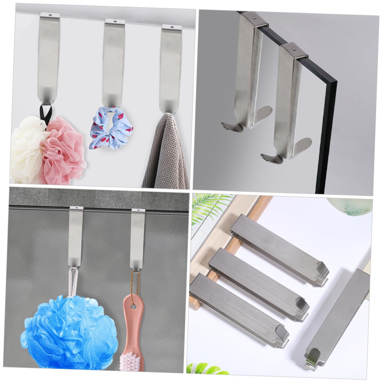 MAGICLULU Diseño Versátil y Resistente de Acero Inoxidable 5 Ganchos para Toallas y Puerta de Ducha para Baño y Colgar Bolsos