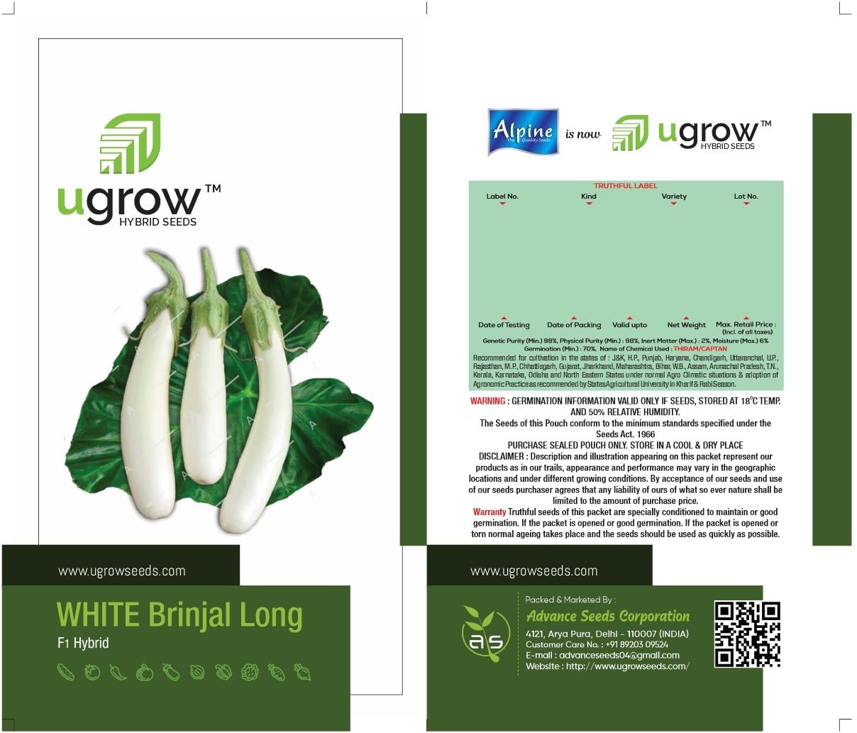 GARDENIFY INDIA BOUNTIFUL HARVEST LONG WHITE BRINJAL SEEDS & PLANT