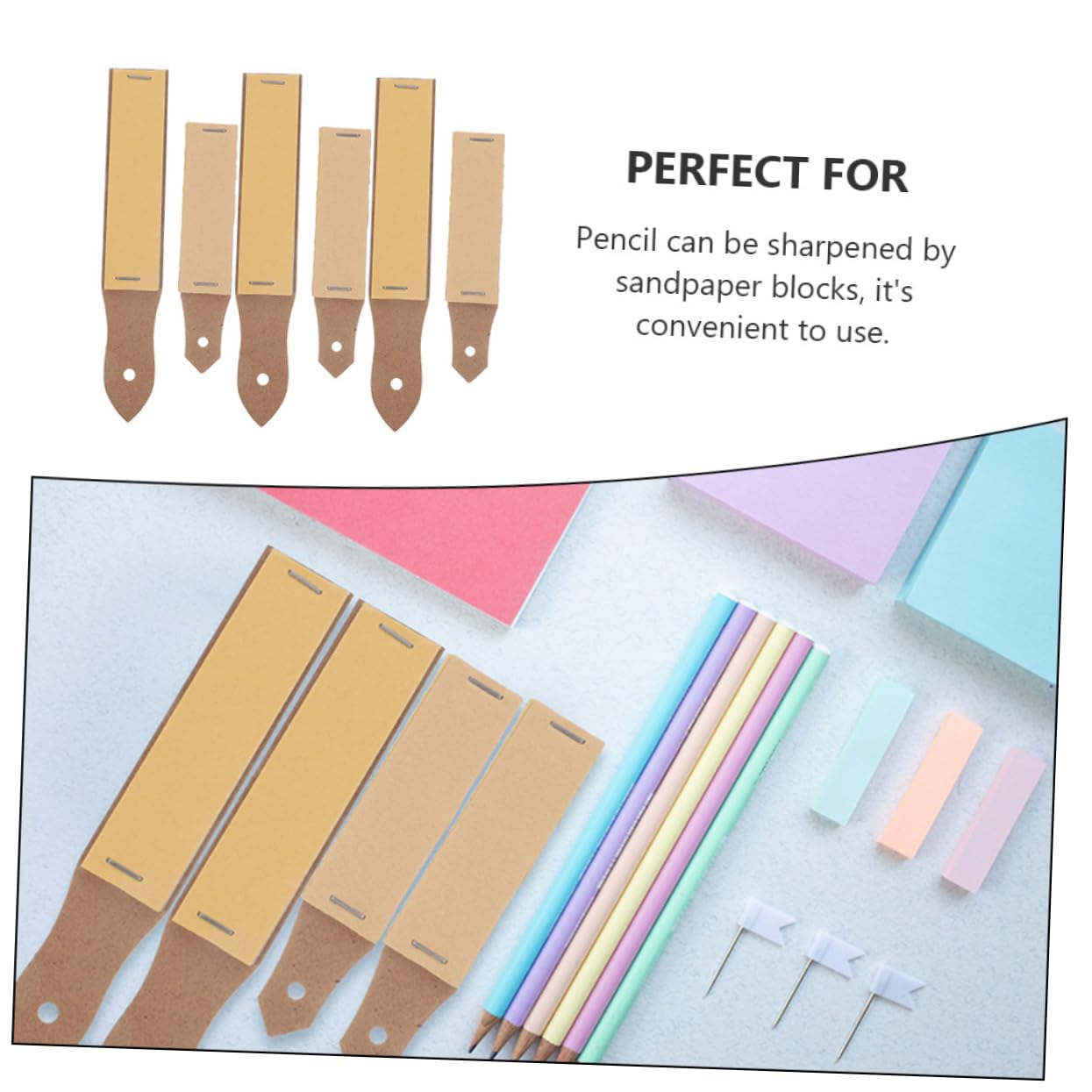 HOODANCOS Pencil Sand Block Set 6pcs Sandpaper Ergonomic Handle for Comfortable to Hold
