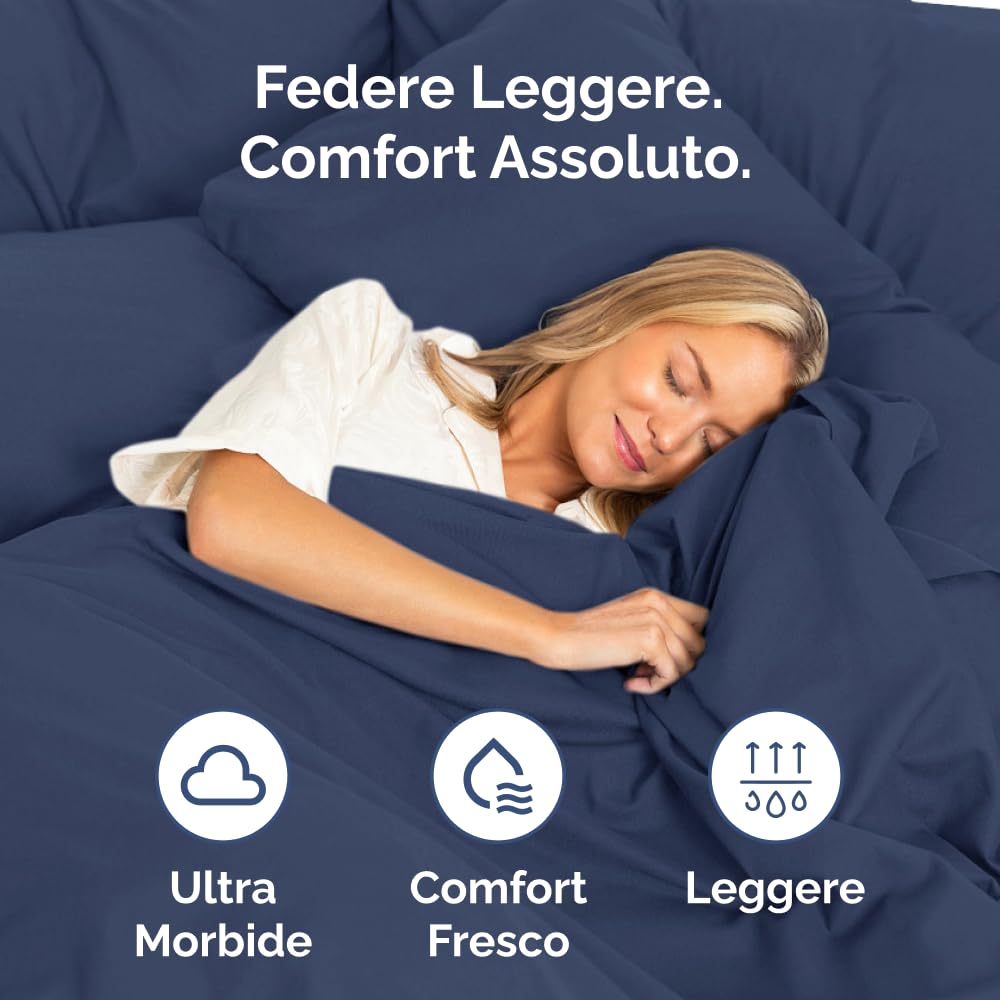 Federa 80x80 Blu marino - Set da 2 - Federe in Microfibra di Alta Qualità - Morbide, Confortevoli e Lavabili in Lavatrice - Federa 80x80 per Cuscini, Set 2 Federe Blu marino - OEKO-TEX Certificato