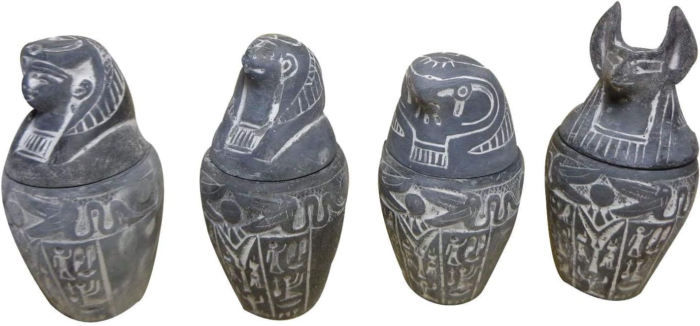 Set Of 4 Egyptian Ancient Canopic Jars Canopy Jar Organs