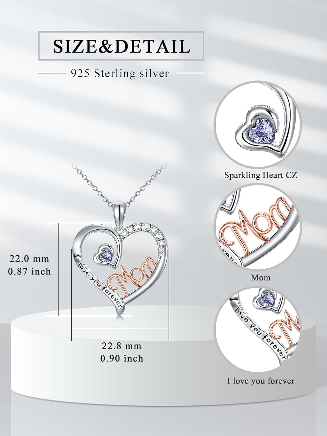 Dorunmo Mother and 1/2/3 Daughters/Son Necklace 925 Sterling Silver Mom Necklace Sisters Jewelry Heart Pendant Christmas Jewelry for Women - Image 2