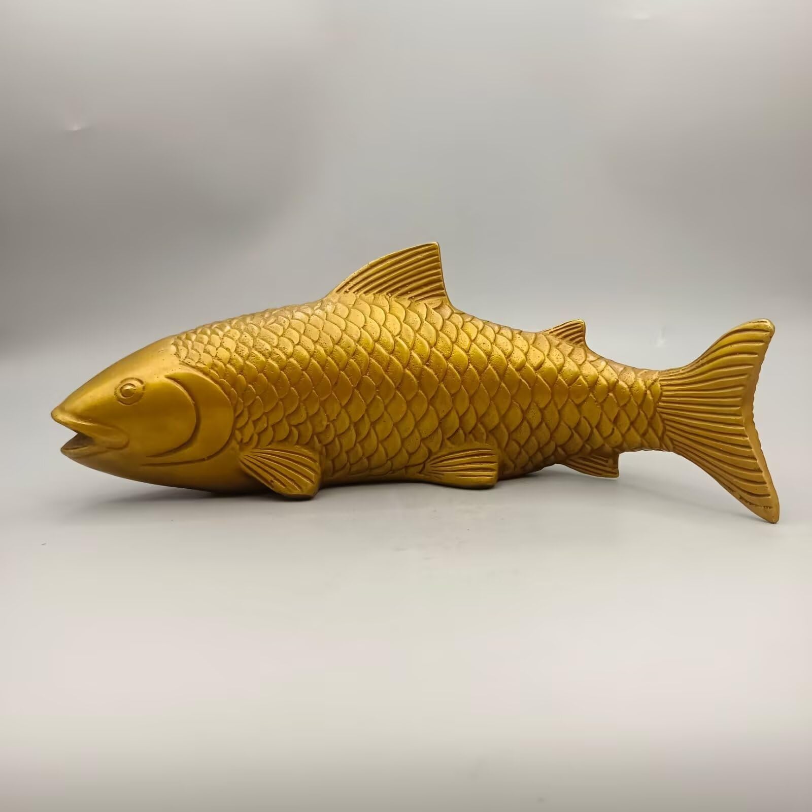 Dytartzx 2* Feng Shui Fish Statue Copper Metal Big Carp Auspicious Home Office Decoration