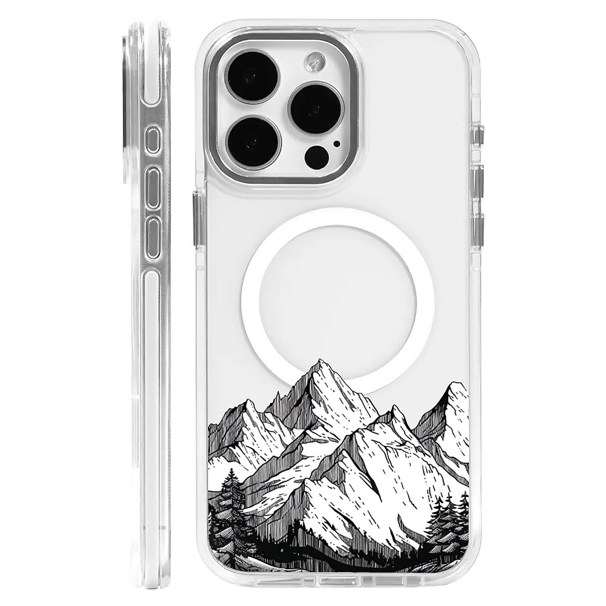 CARLOCA for iPhone 16 Pro Max Compatible with Magsafe White Clear Case, Shockproof Soft Silicone Protection Magnetic Charge Fashion Pattern Simple