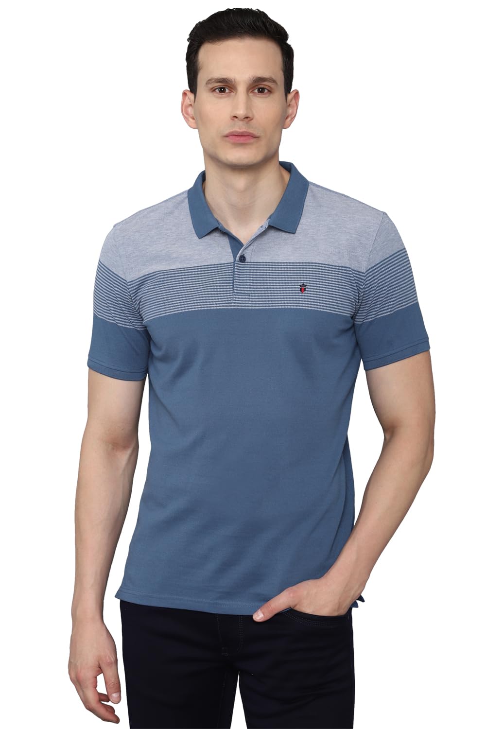 louis philippe Men's Cotton Striped Slim Fit T-Shirt-picture-37