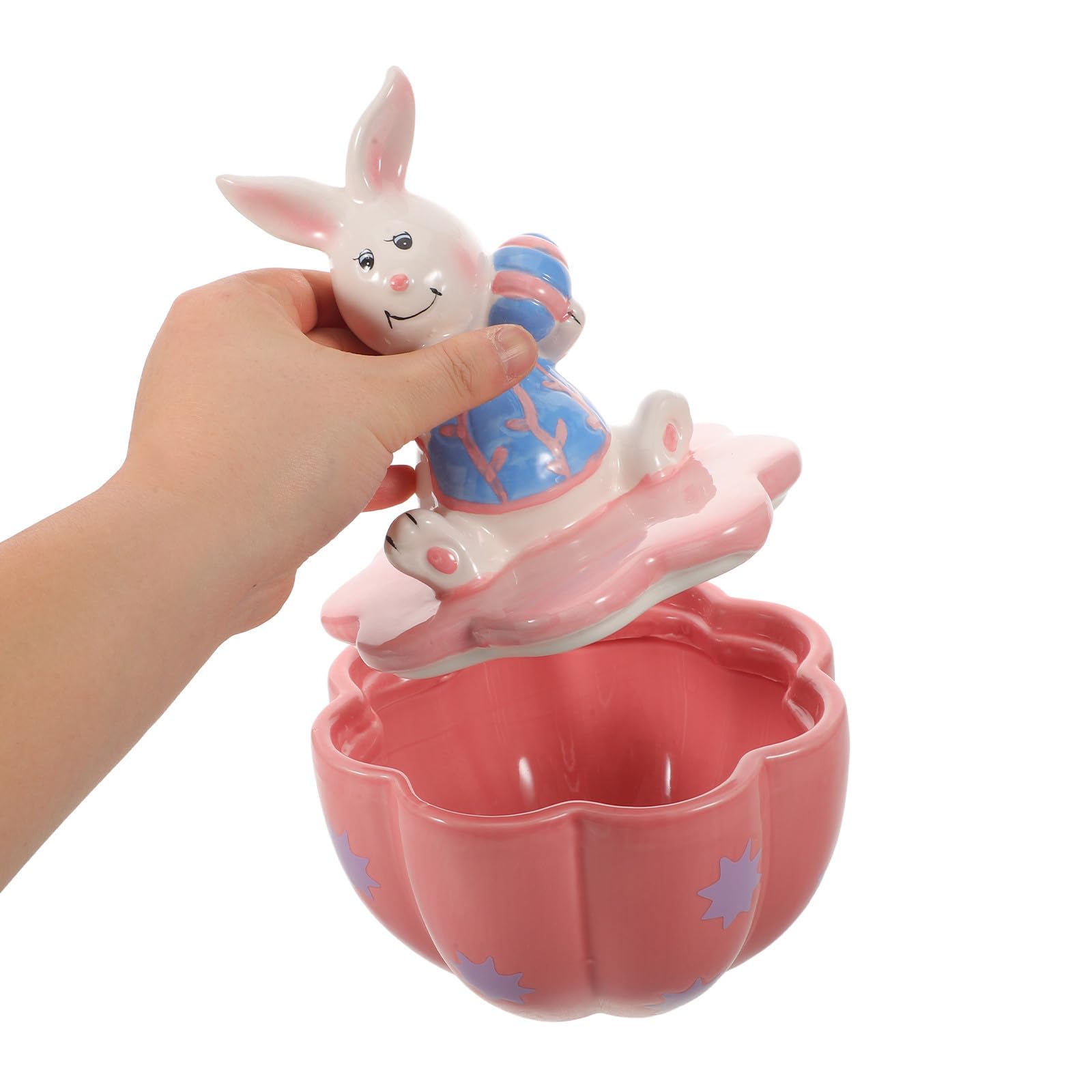 Barattolo in Ceramica a Forma di Coniglio per Pasqua con Chiusura Ermetica, Contenitore per Alimenti e Zucchero, Design Festivo e Protezione Dall'umidità per Snack e Dolci