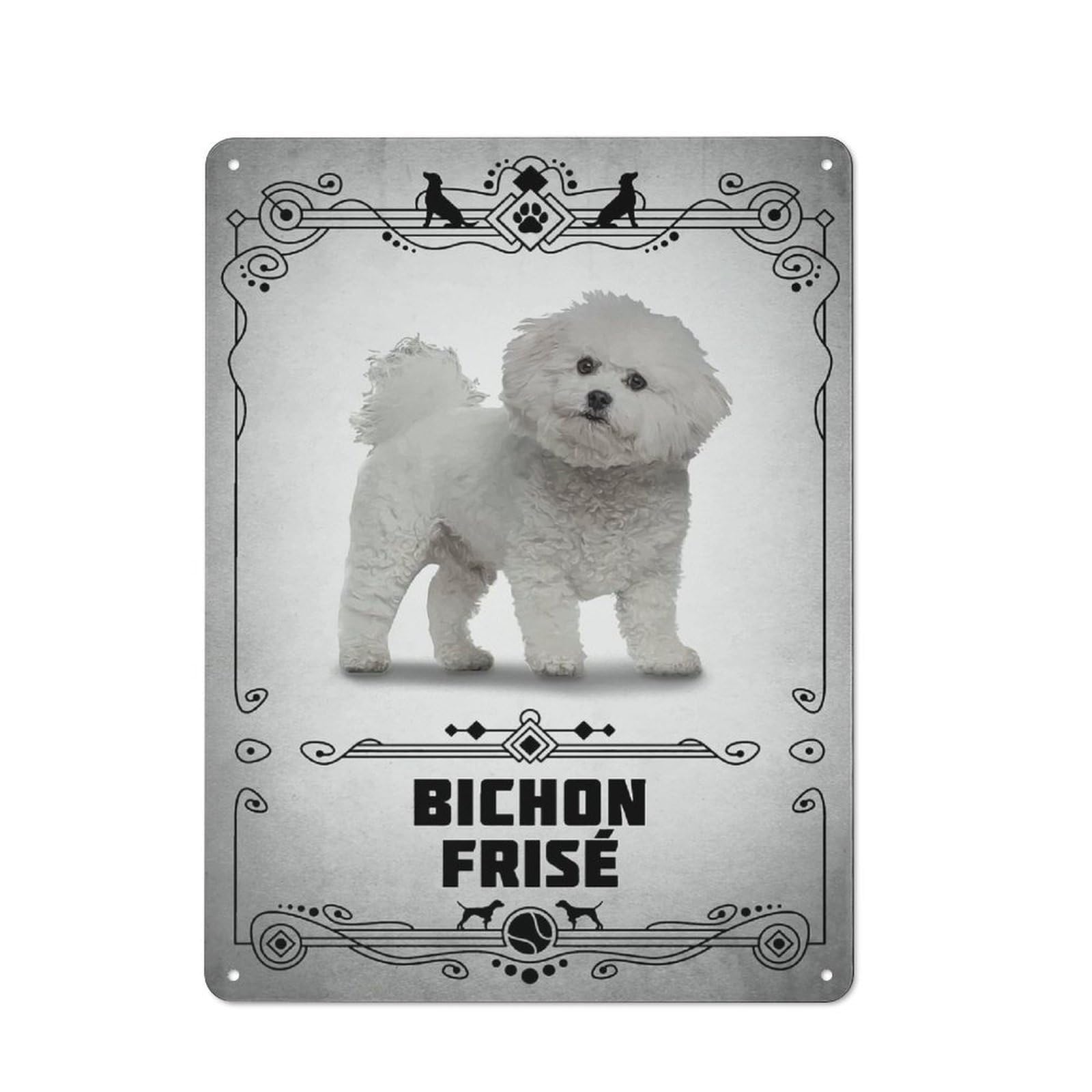 Junmoney Style-20 Decorative Metal Sign With Bichon Frise Design 40X30cm, Cosy Cafe Wall Decor For Kitchen, Cafe, Pantry Or Dining Room