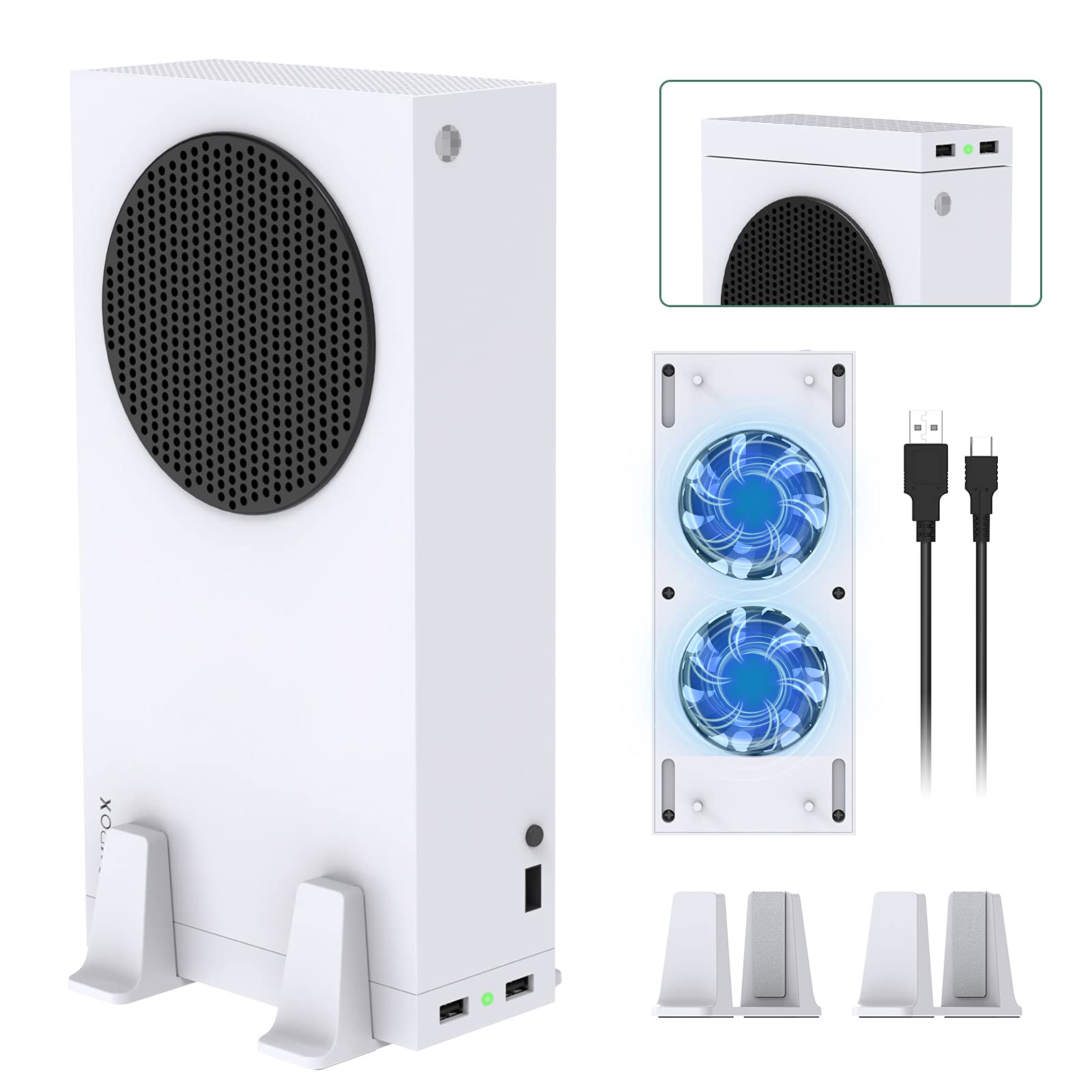 Cooling Stand Compatible with Xbox Series S Console, FASTSNAIL Dual Purpose Cooling Fan Cooler System Dock Station Accesso...
