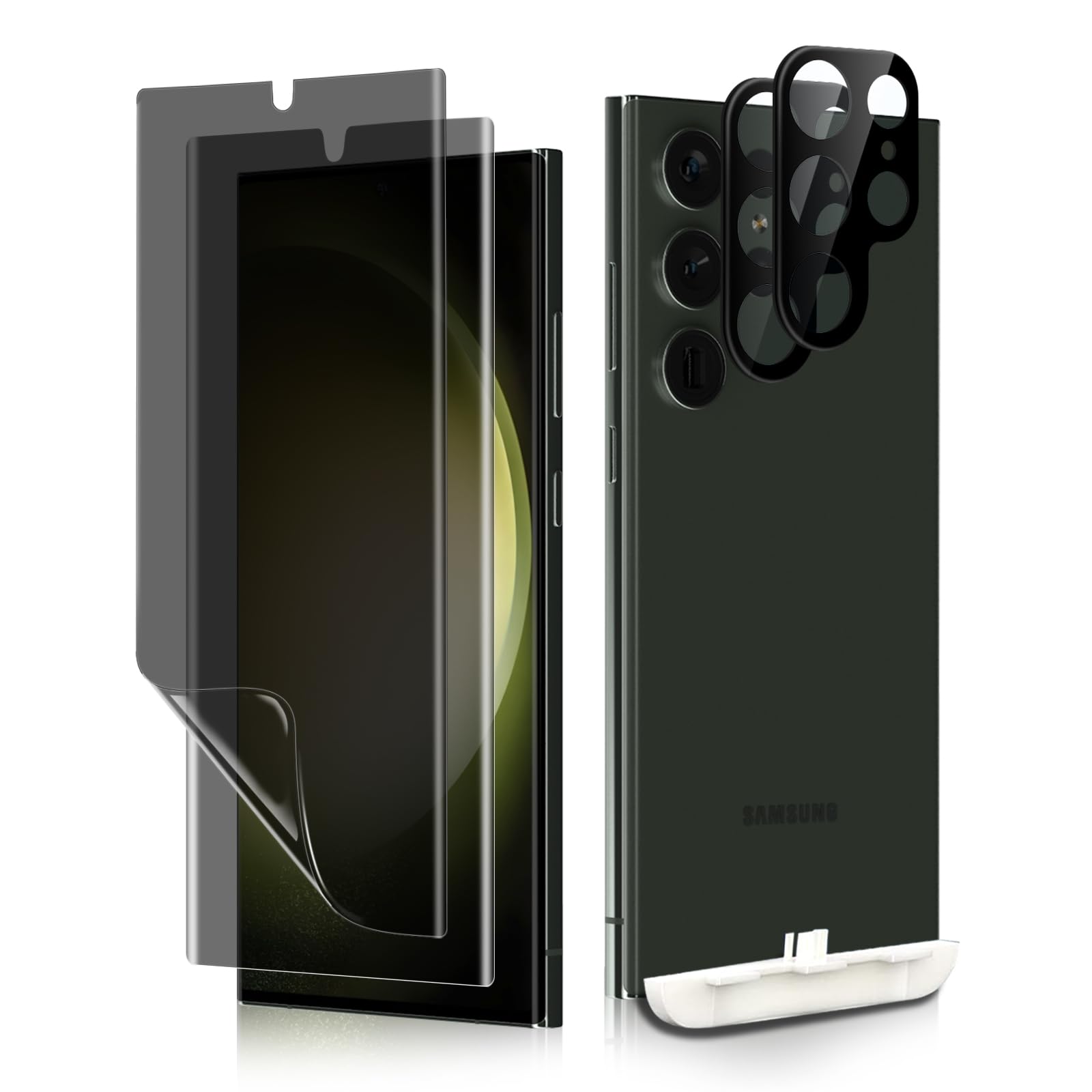 Vetro Protettivo Per Galaxy S23 Ultra (3 Pezzi) – Anti-Spy 28° Con Sensore Impronte – Pellicola In Vetro Temperato UV Full Coverage