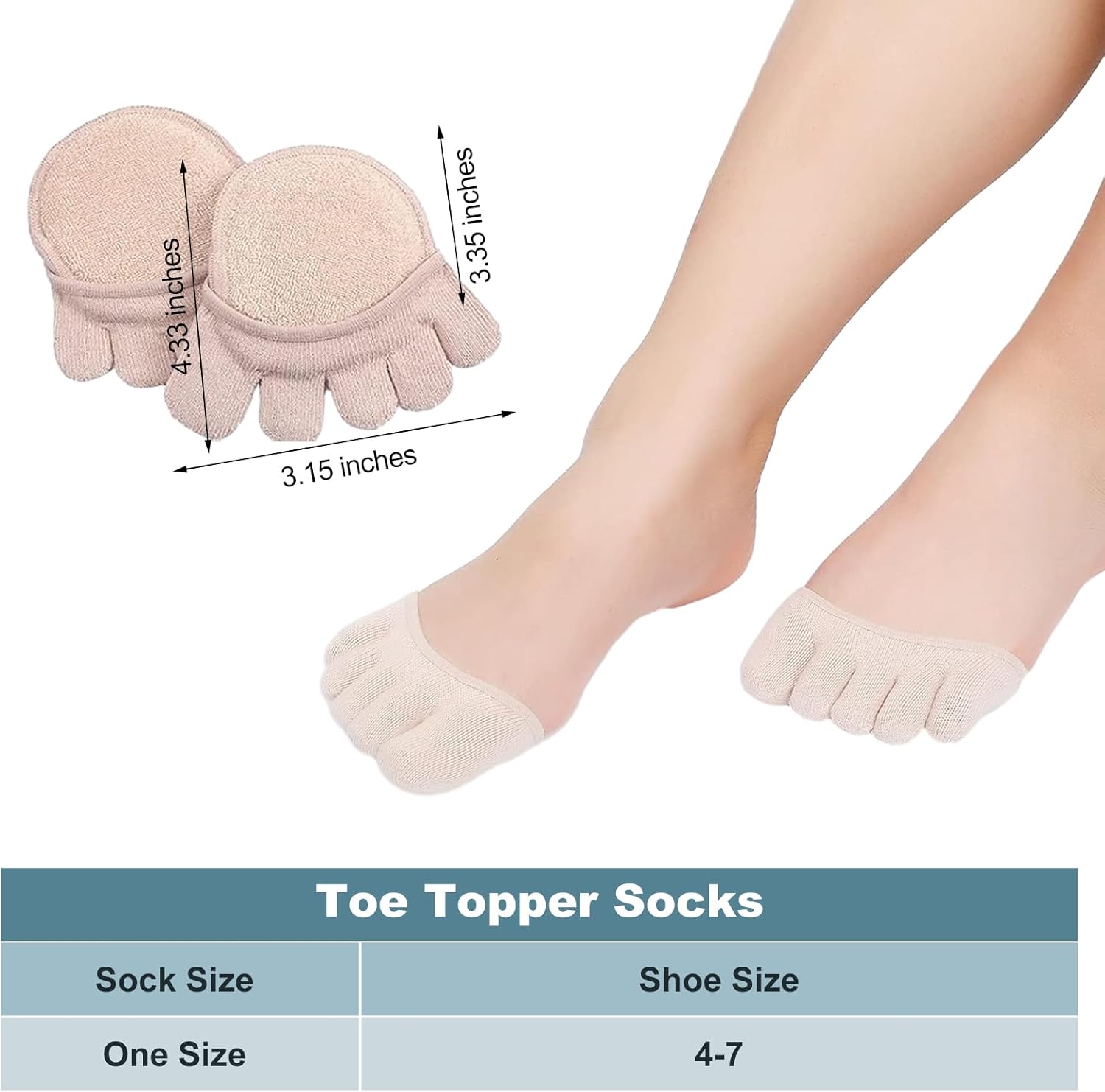 SATINIOR 6 Pairs Toe Topper Socks Women No Show Liner Finger Half Non Slip Invisible Separated Socks Suitable for Thin Feet - Image 2