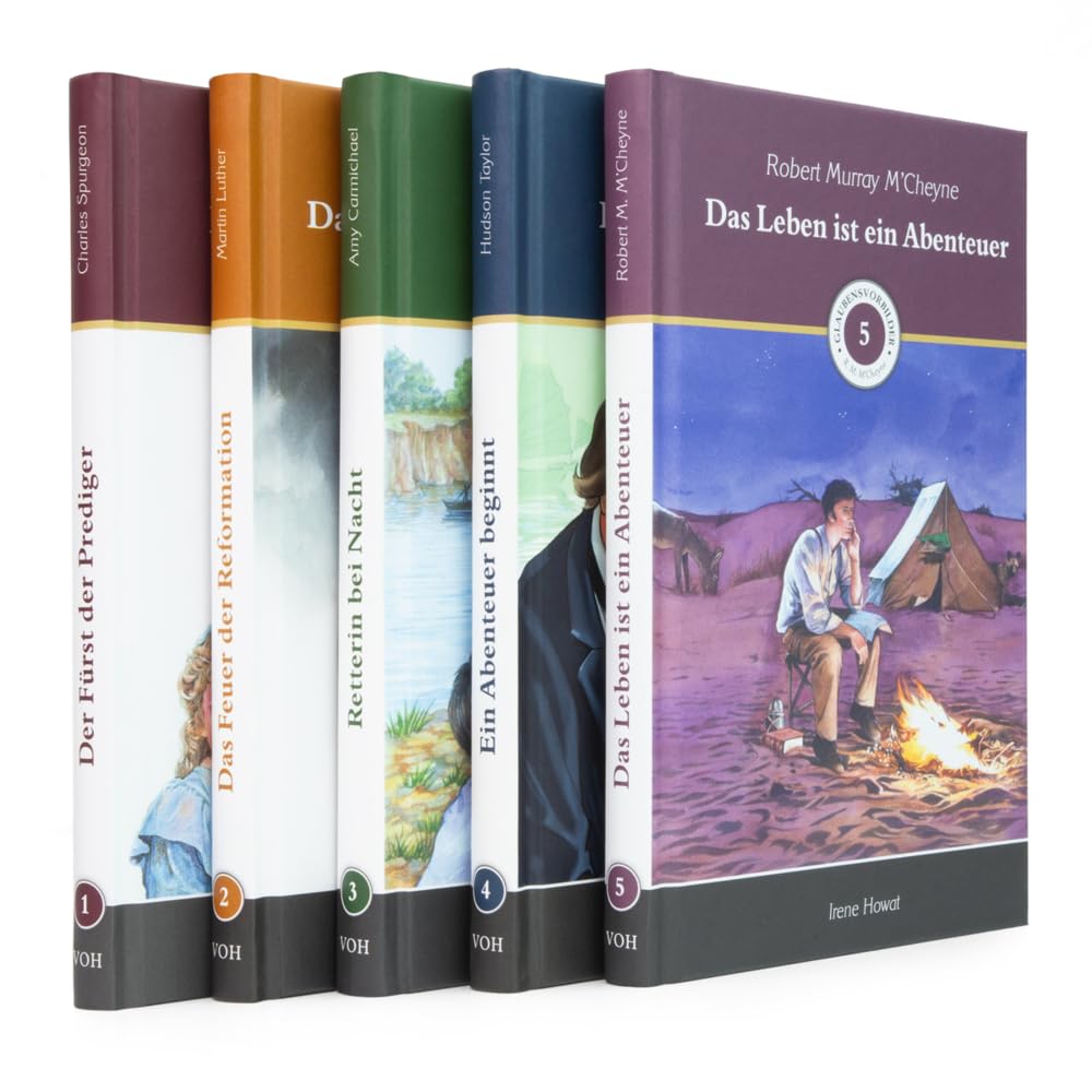 Paket: Glaubensvorbilder (Band 1-5): Band 1: Der Fürst der Prediger, Band 2: Das Feuer der Reformation, Band 3: Retterin bei Nacht, Band 4: Ein Abenteuer beginnt, Band 5: Das Leben ist ein Abenteuer