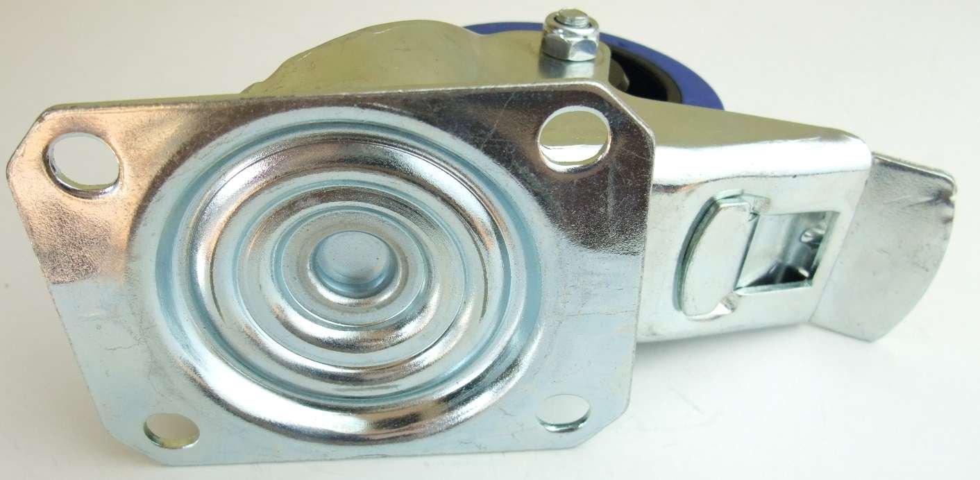 4 Stück 80mm Blue Wheels mit Bremse/Feststellbremse Lenkrollen Transportrollen 140kg / Rad - INDUSTRIEQALITÄT (4 x Brems)