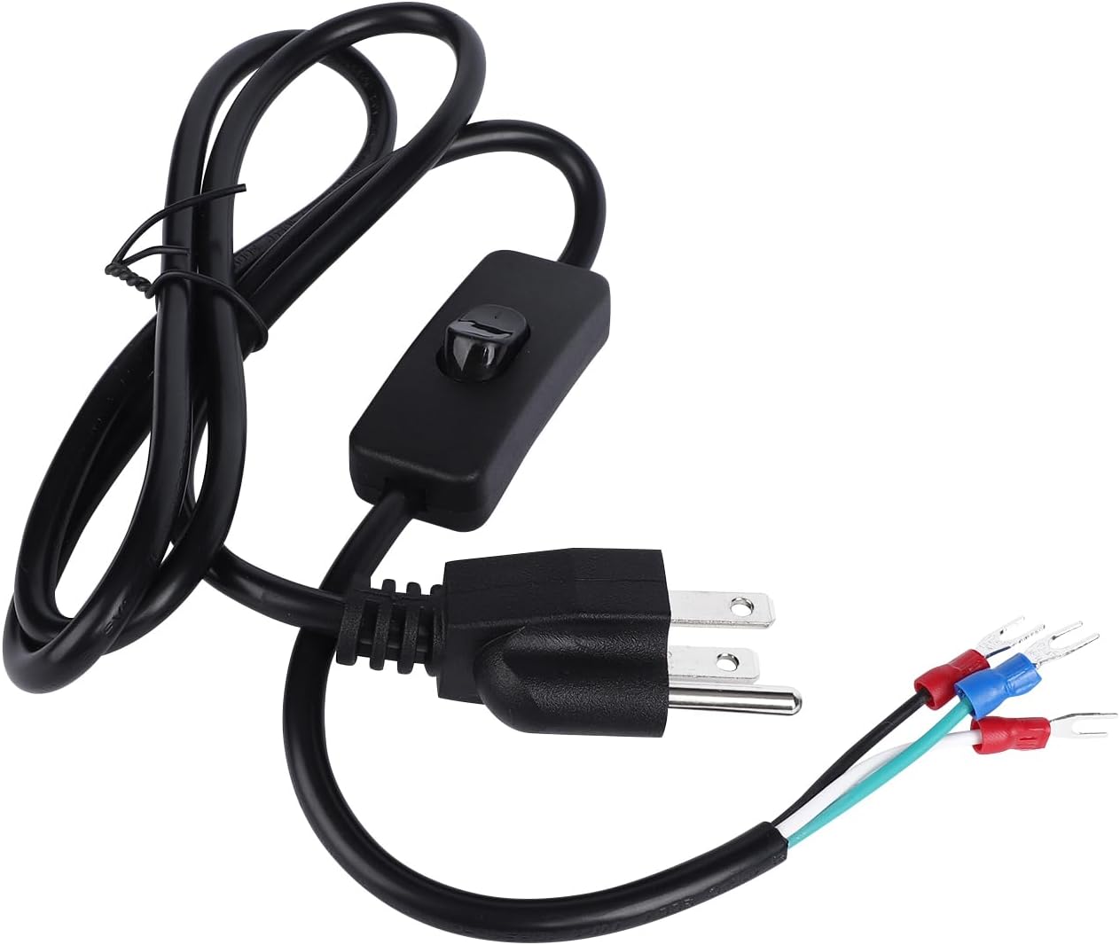 4FT Power Cable 3 Prong Grounding Plug, AC Power Cord Extension Cord with Switch On/Off and Fork Terminal Connectors, AC/DC Adapter 18 AWG for Electrical Testing, AC to DC Converter 110V to 12V