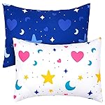 UOMNY Toddler Pillowcases for Girls 13X18 12x16 14x19 Star Baby Pillow Case 2 Pack Small Pillow Covers for Travel Pillow Blue White