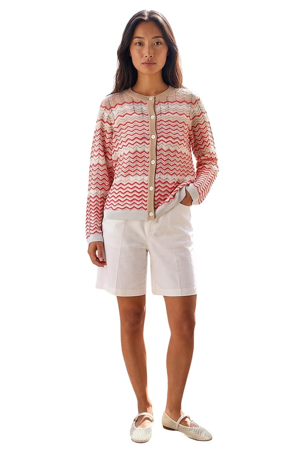 Roman - Women's Cardigan - Petite - Coral - Size 14