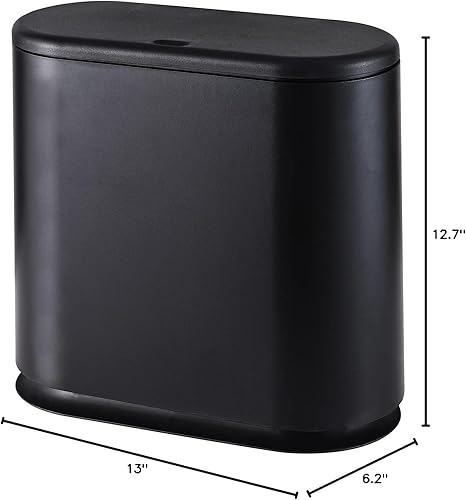 Miniatura 8 de Cq acrylic Cubo de basura rectangular de plástico de 12 litros con tapa tipo prensa, contenedor de basura a prueba de perros de 3.17 galones para