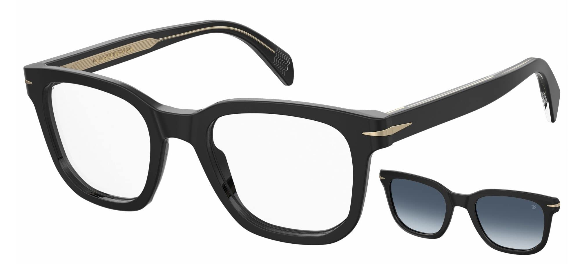 DAVID BECKHAM Gafas de Sol DB 7043/CS BLACK GOLD/BLUE SHADED CLIP-ON 50/21/145 hombre