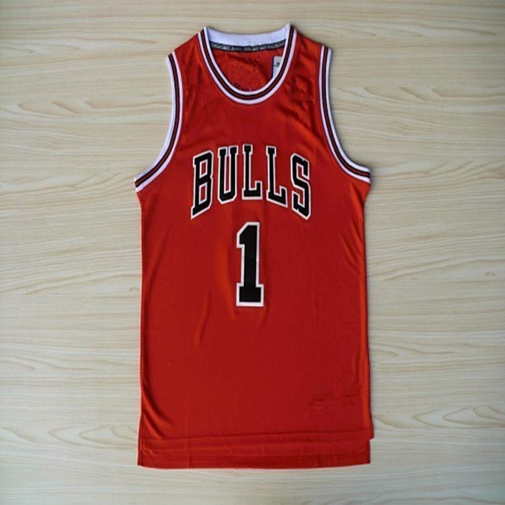LIUGJ # 1 Ross Basketball Jersey, Bulls No. 1 Ross Youngest MVP New Fabric Basketball Suit Set Red Gift Box