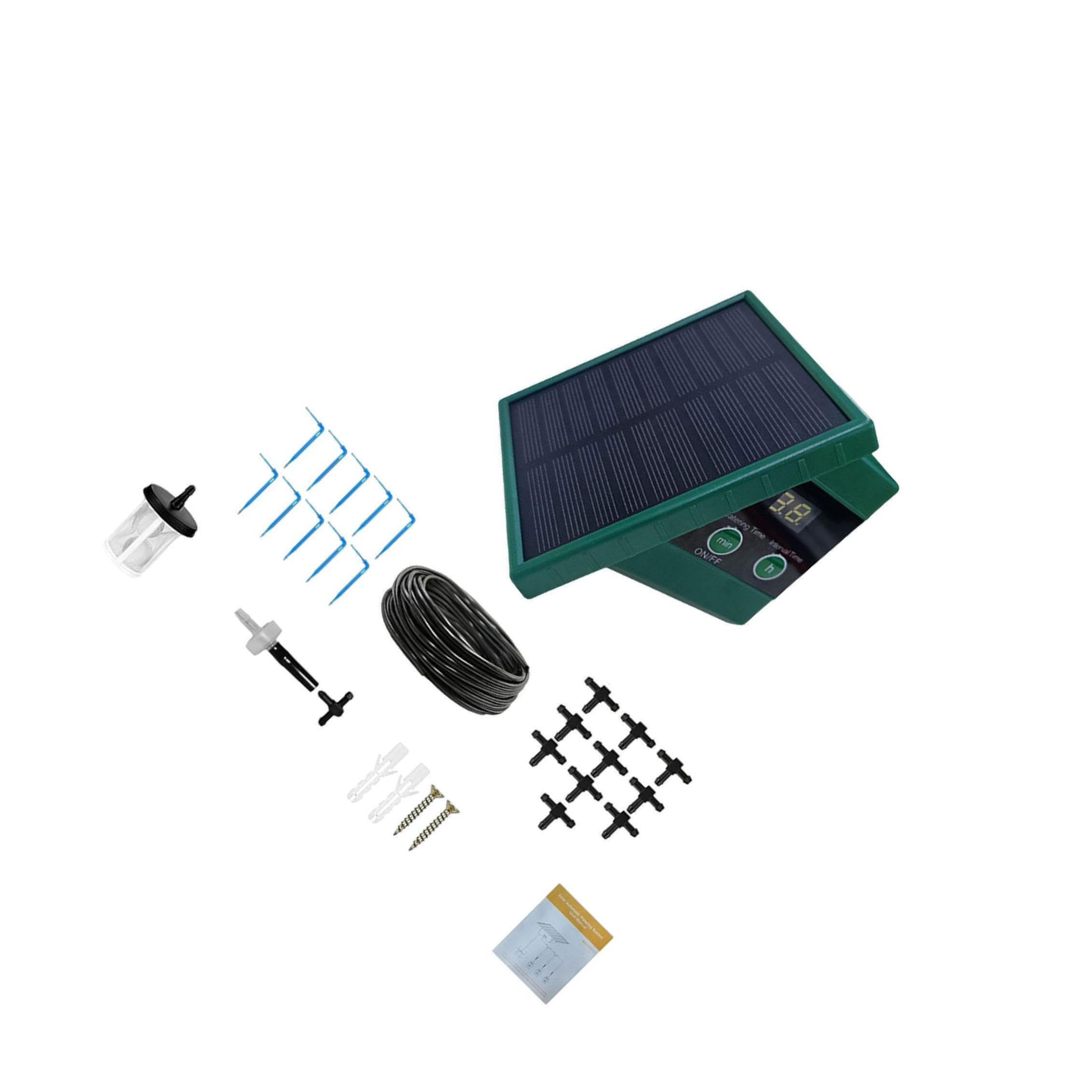 QLECXZI Solar Drip Irrigation System with Timer Auto Watering Device for Greenhouse and Balcony Eliminating Worries About Under Watering. Eco Friendly and
