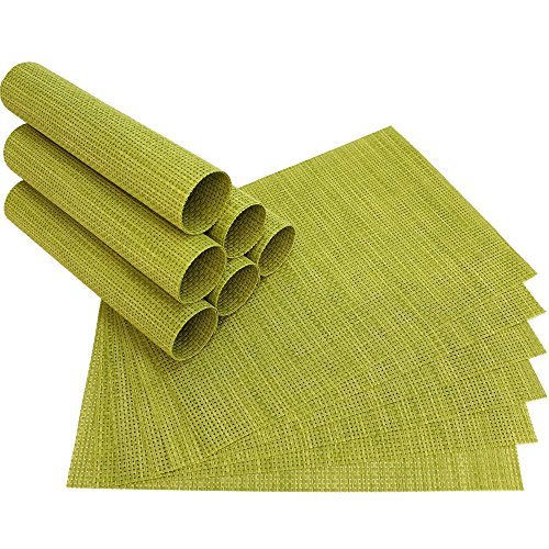 matches21 mesa Elegance – Set de manteles individuales – Juego de 12 verde claro tejido de plástico 45 x 30 cm