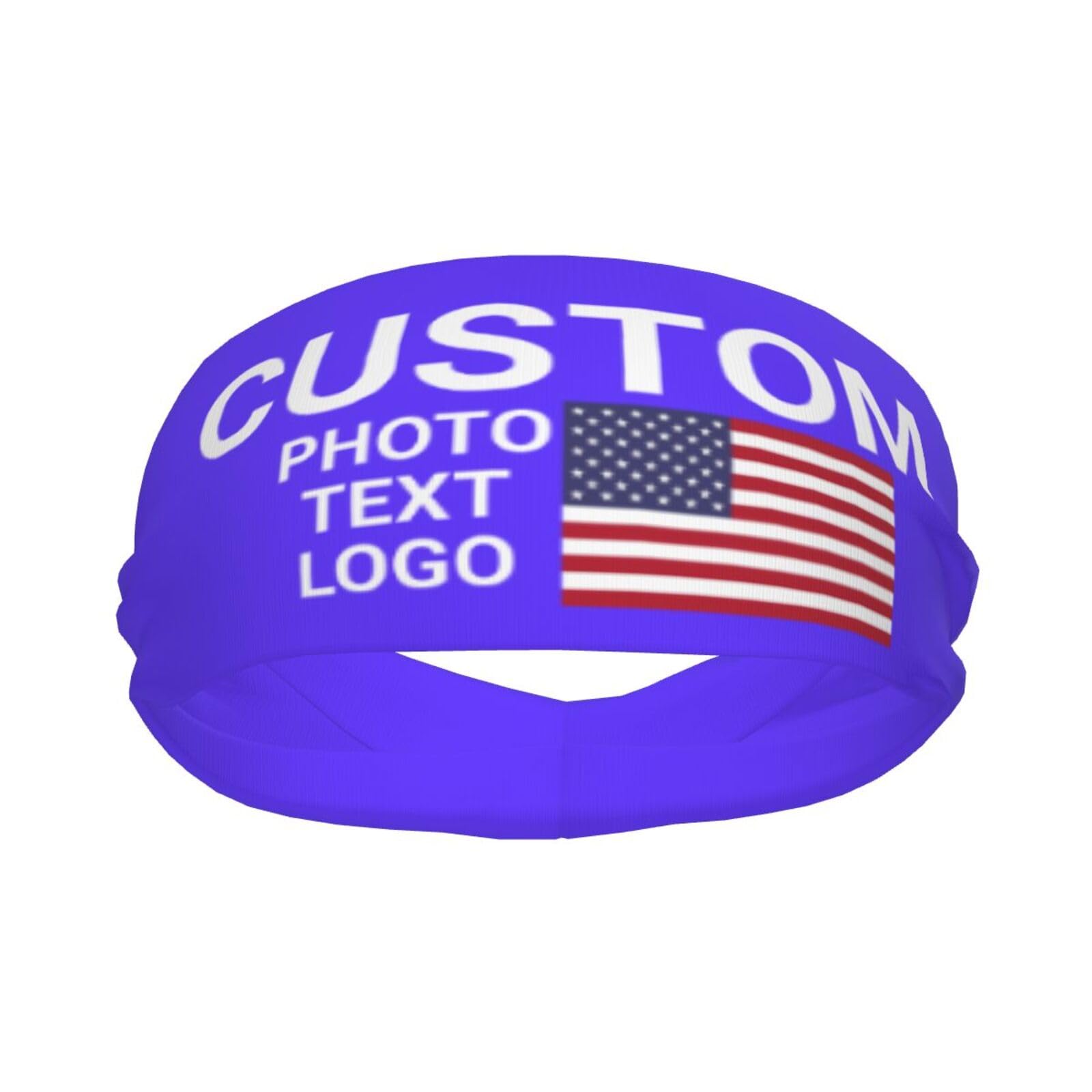 Custom Sports Headband Sweatband Bandana Add Your Photo Logo Text Number, Bulk Customized Unisex Sports Moisture Wicking Breathable Elastic