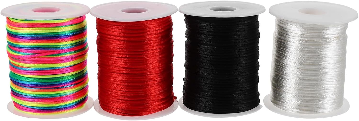 4 Rolls Waxed Braided Jewelry Cord for Beads and Necklaces