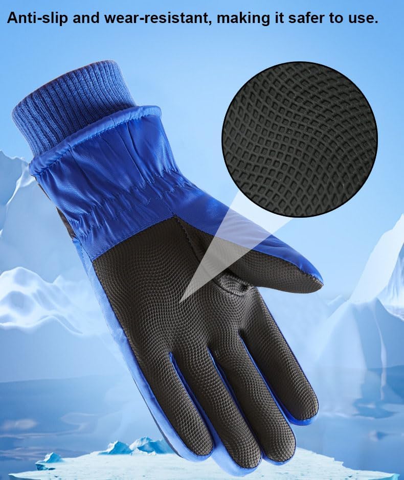 INOGIH Winter Thermal Warm Windproof Ski Gloves for 7-14Yrs Kids Boys Cold Weather Shark-Print Snow Gloves - Image 4