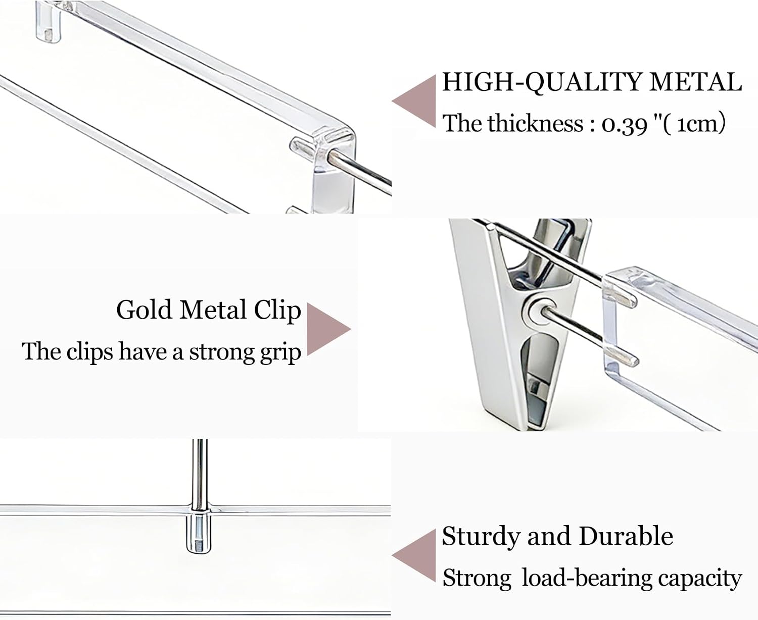 Acrylic Silver Hangers 20 Pack,Luxurious Acrylic Pants Skirt Hanger 12.6 in, Clothes Hanger with Adjustable Clips