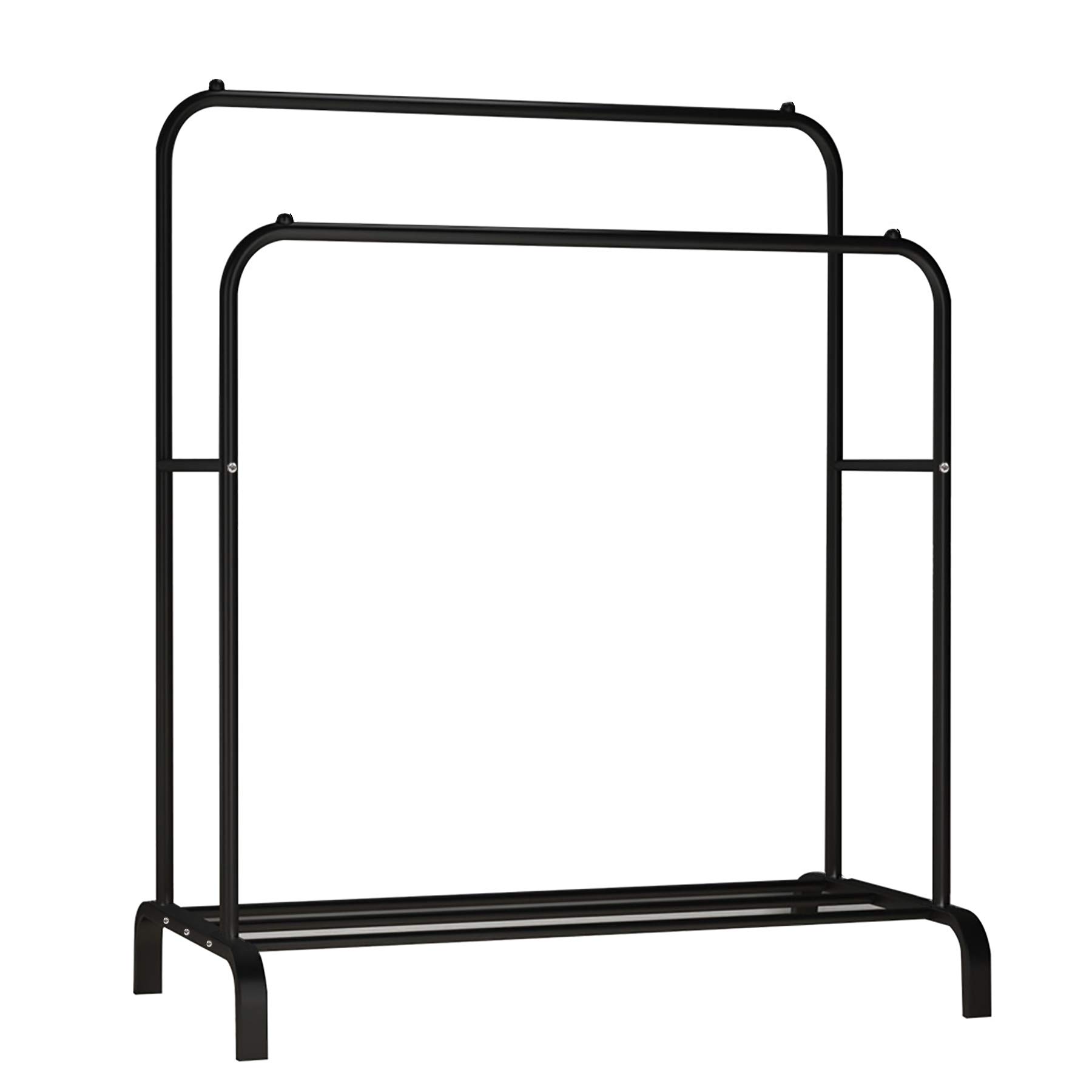 UDEAR Garment Rack Freestanding Hanger Double Pole Multi-Functional Bedroom Clothing Rack,Black