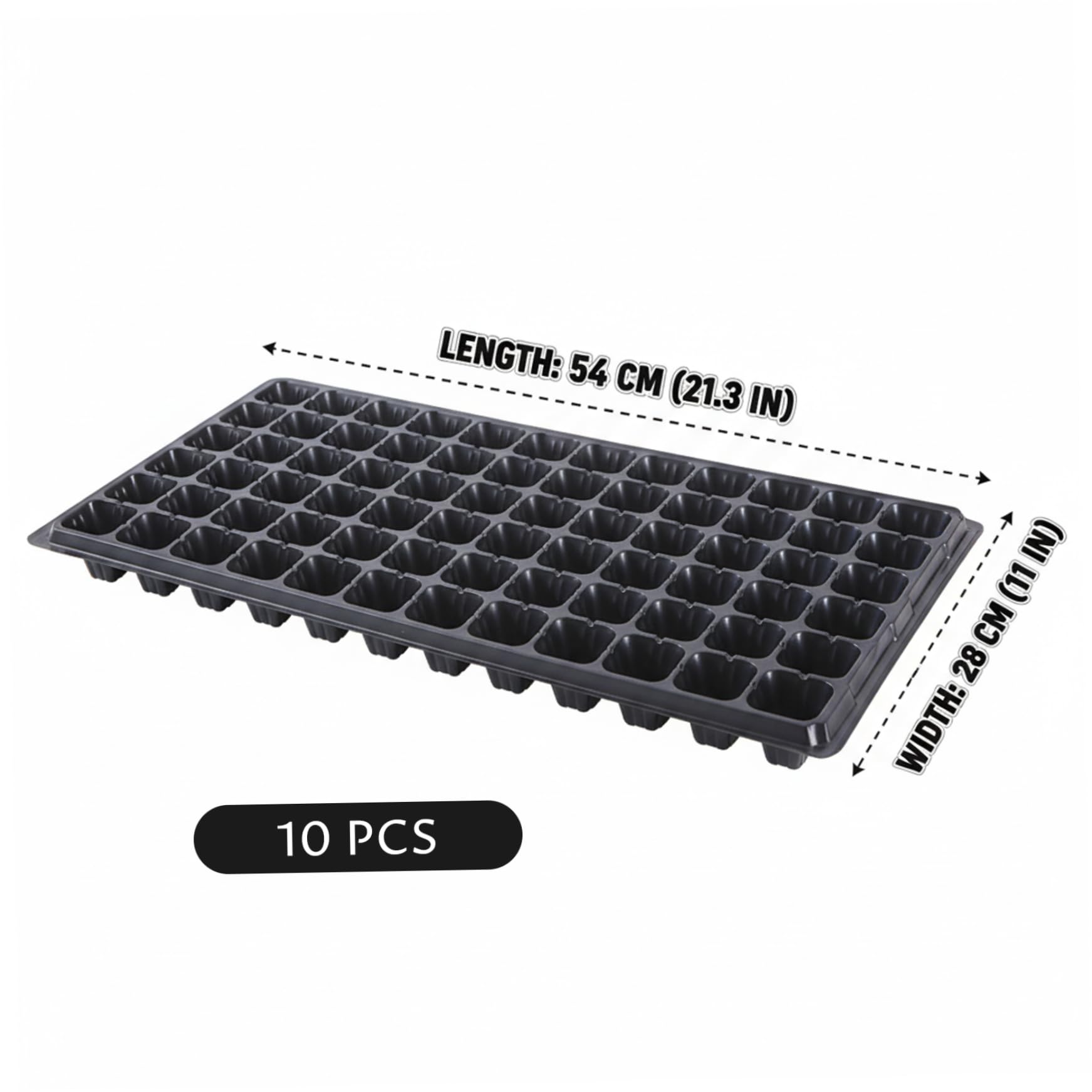 Plateaux de Germination, Plateau de démarrage graines 72 cellules, Paquet 10 Plateaux semis Noirs- démarrage graines en Pet réutilisables pour la Propagation des Plantes