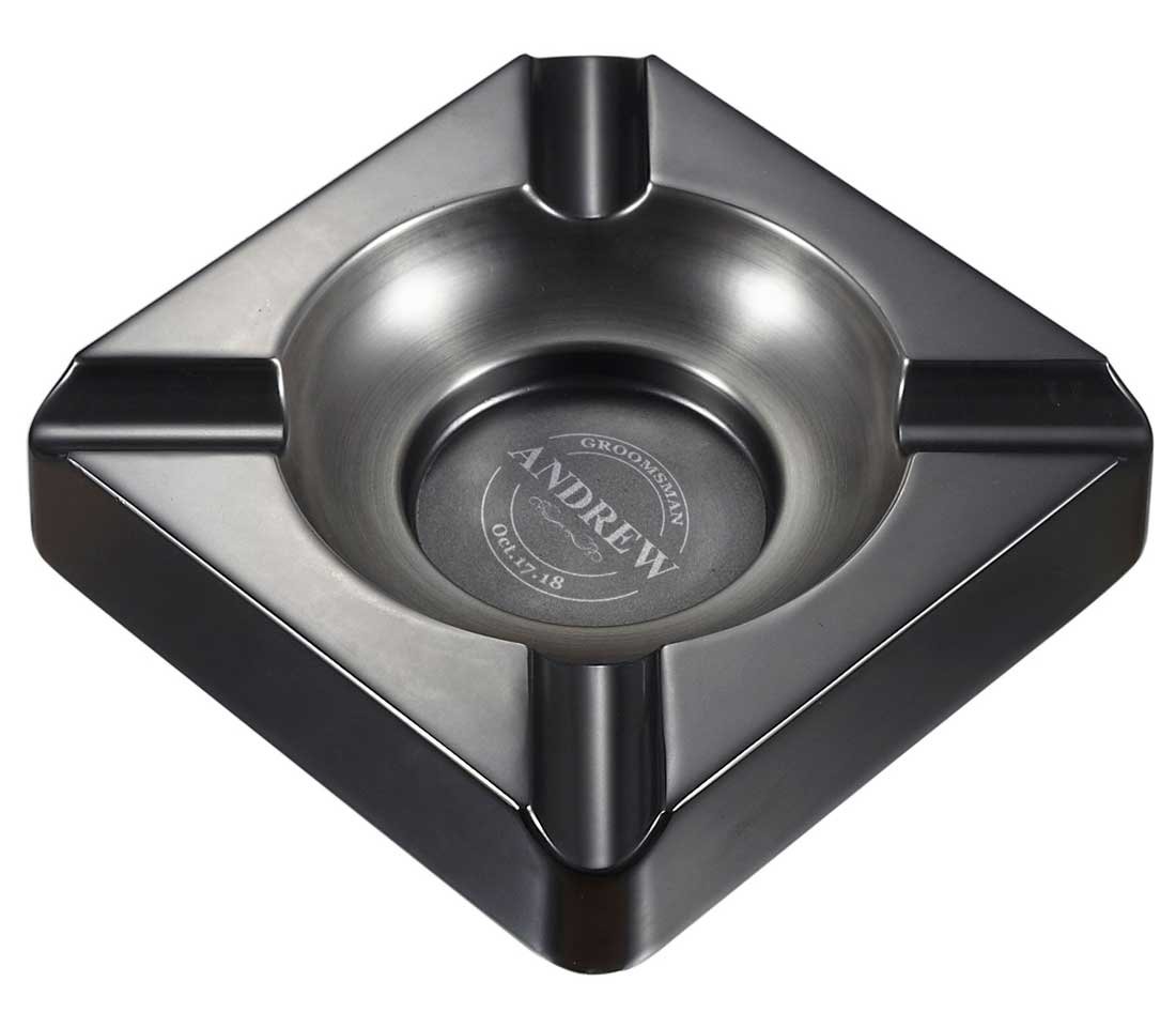 Personalized Groomsmen Visol Heavyweight Gunmetal Cigar Ashtray