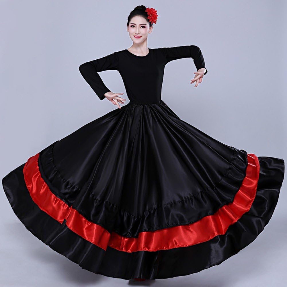 Gonna Ballo Spagnola Gonna di Danza del Ventre Gonna Grande Altalena Costume di Danza Flamenca per Performance di Danza Spagnola