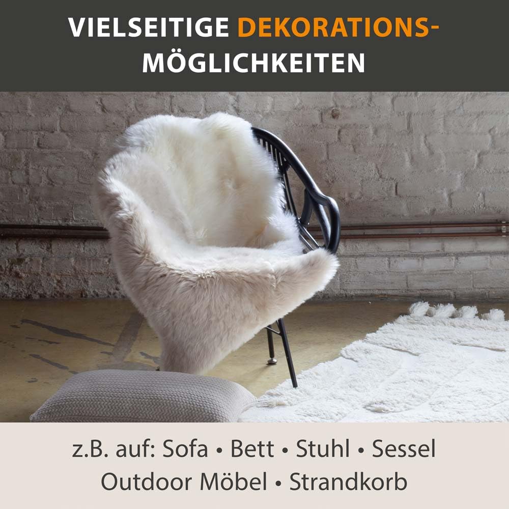 Knutzen Wohnen Lammfell Echt 50 x 80 cm Weiß/Natur - Natürliches & wärmendes Lammfell für Sofa - Kuscheliger Begleiter für Ihr gemütliches Zuhause