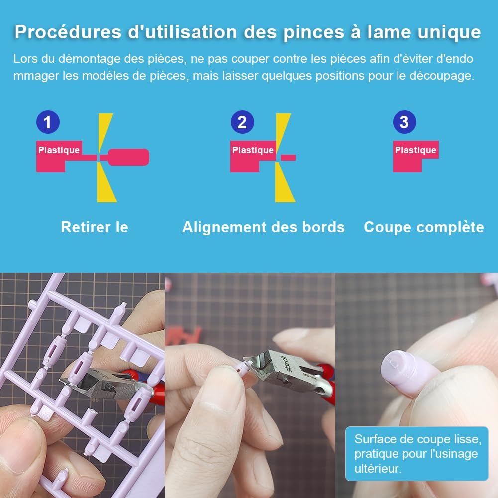stedi Pince à maquette de 11,9 cm, avec lame ultra fine et boîtier en plastique pour réparation Gundam de modèle en plastique et fixation, bleu stedi Pince à maquette de 11,9 cm, avec lame ultra fine et boîtier en plastique pour réparation Gundam de modèle en plastique et fixation, bleu