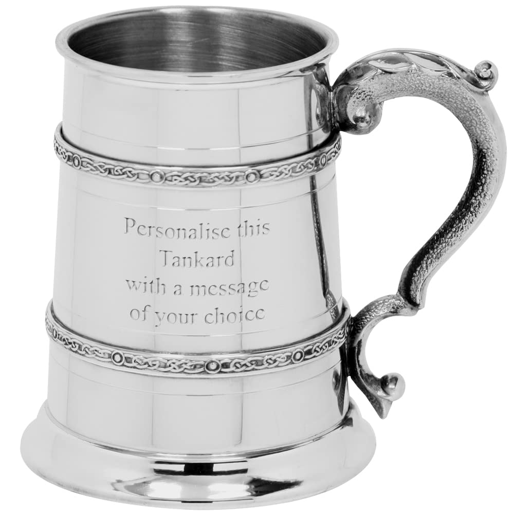 English Pewter Company Sheffield, England Women's Black English Pewter Company 1 Pint Double Celtic Band Pewter Tankard. Personalised With Free Engraving [Ep023]