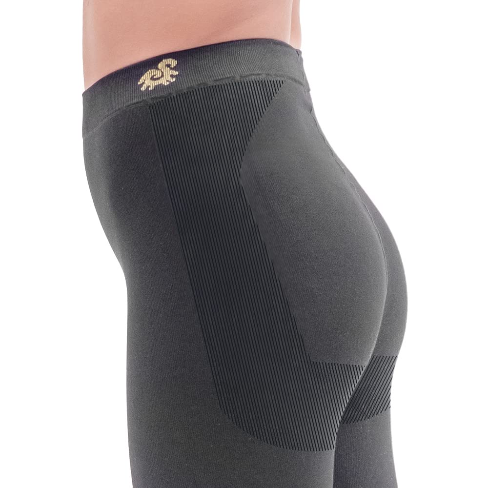 SOLIDEA Legginsy Damskie Push Up Be You Bamboo Icon | Legginsy Stopniowa kompresja 15/21 mmHg, Legginsy sportowe Damskie Push Up, Legginsy lakiernicze, Nero, 44