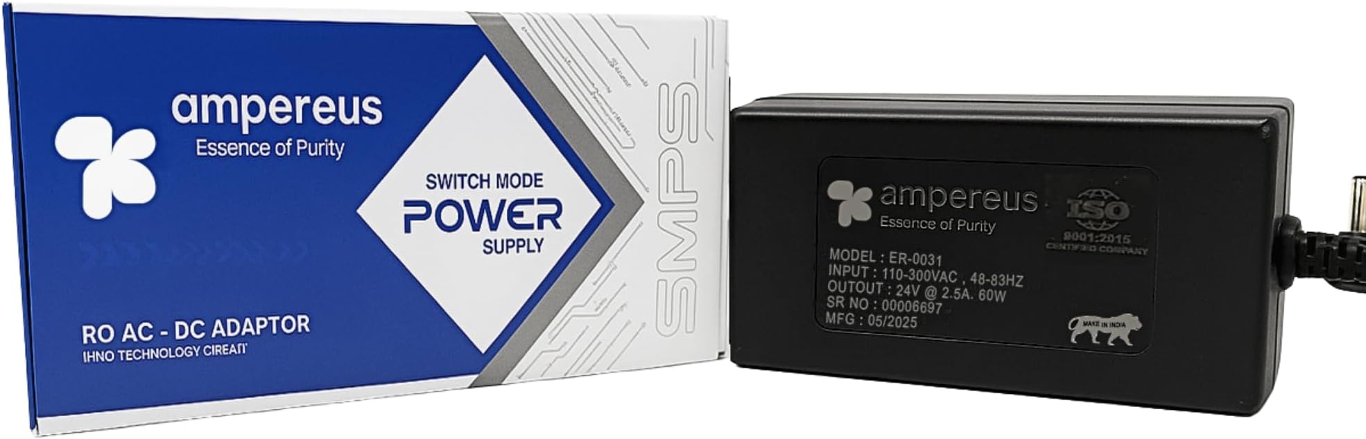 AMPEREUS Ro Adapter 2.5 Amp 24v | 24v Smps Heavy Duty SMPS Power Supply for RO Water Purifier | Stable Output, Universal Compatibility & Protection for Purifier Systems