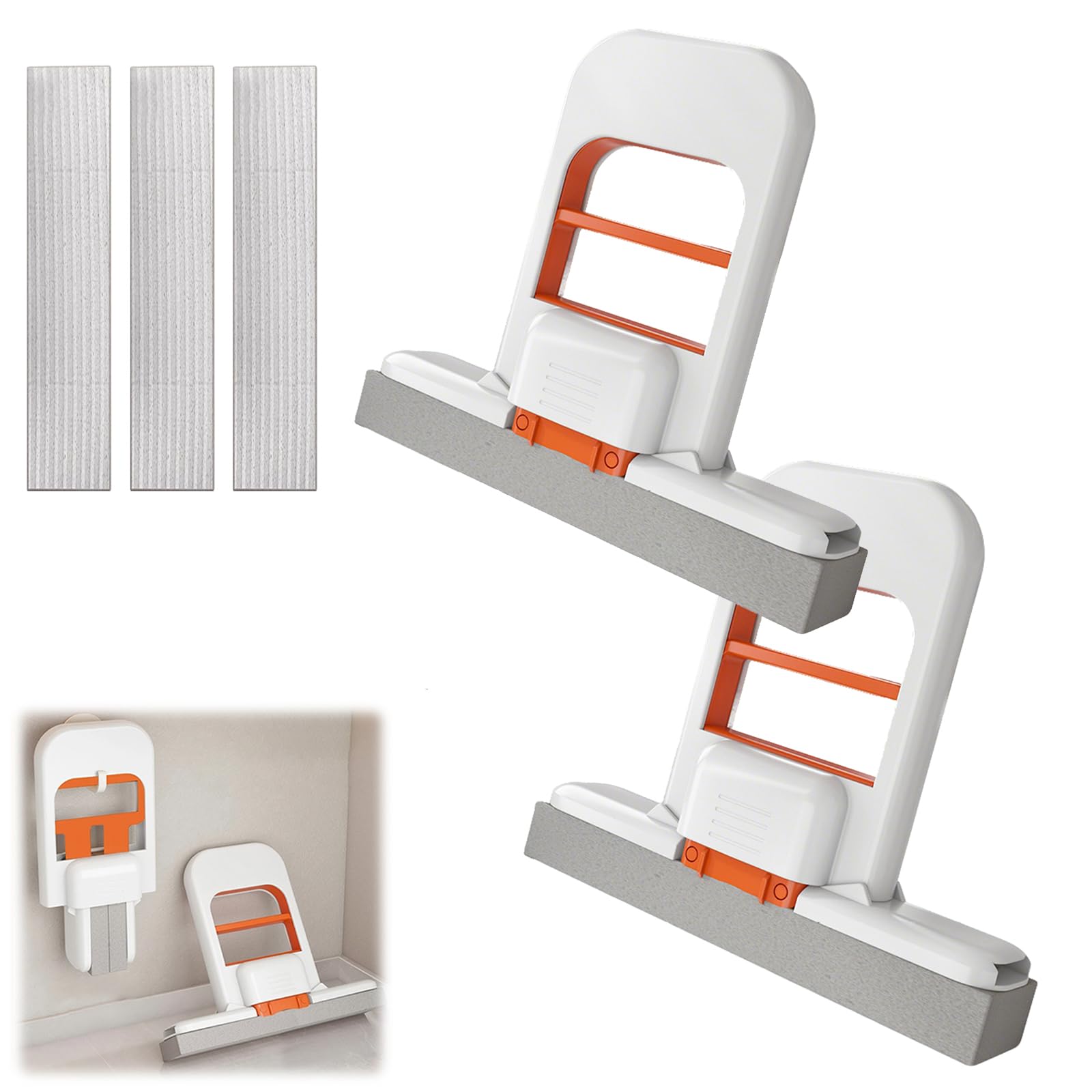 Mopa para espacios pequeños, mini fregona plegable de escritorio con cabezal de esponja, esponja autoescurrible, mopa de limpieza en seco y húmedo para cocina y baño (2 unidades)
