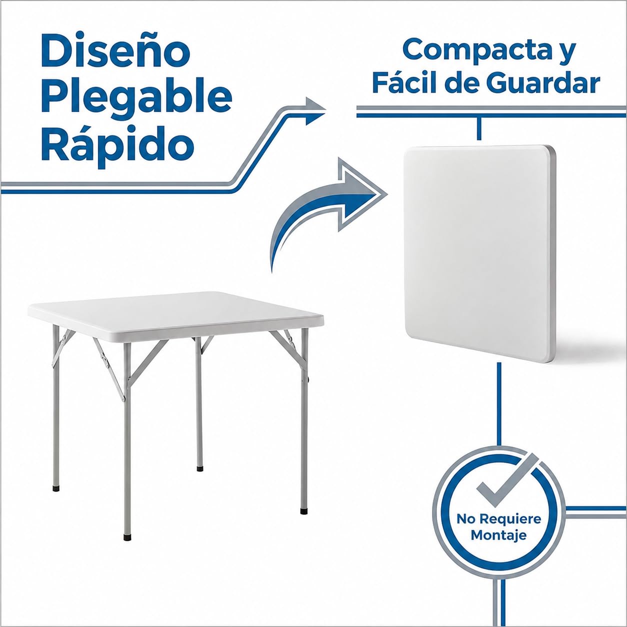 Mesa Plegable Compacta NIXGARDEN para 4 Personas, Mesa Portátil de 84 cm, con Estructura de Acero, Ideal para Comedor, Oficinas y Eventos