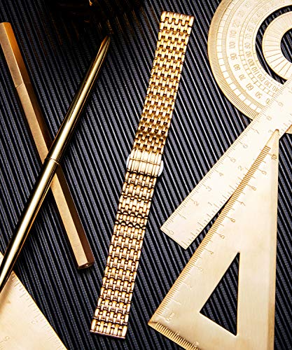 Binlun Ultra Thin Mesh Stainless Steel Watch Band Light Watch Strap Polished Watch Bracelets Replacement 12Mm/14Mm/16Mm/18Mm/20Mm/22Mm For Men Women With Butterfly Buckle(Gold,18Mm) #TOP4