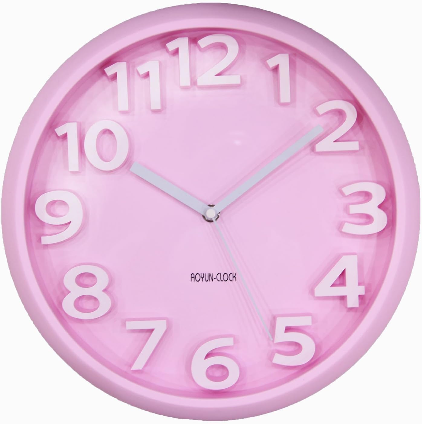 3D Modern Contemporary Quiet Wall Clock - 12-inch Round Pink/White