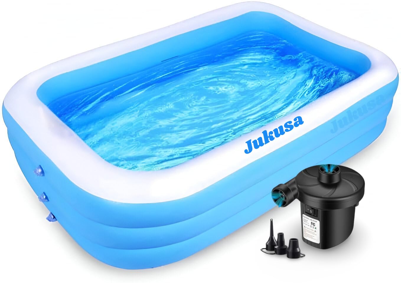 5FT Inflatable Swimming Pool with Electric Pump, 3-Layer , Quick-Inflate Family Pool for Kids & Adults, Outdoor Backyard Fun, Durable & Leak-Proof (Blue)(150*105*55 Cm / 59" X 41.33" X 21.65")-image-25