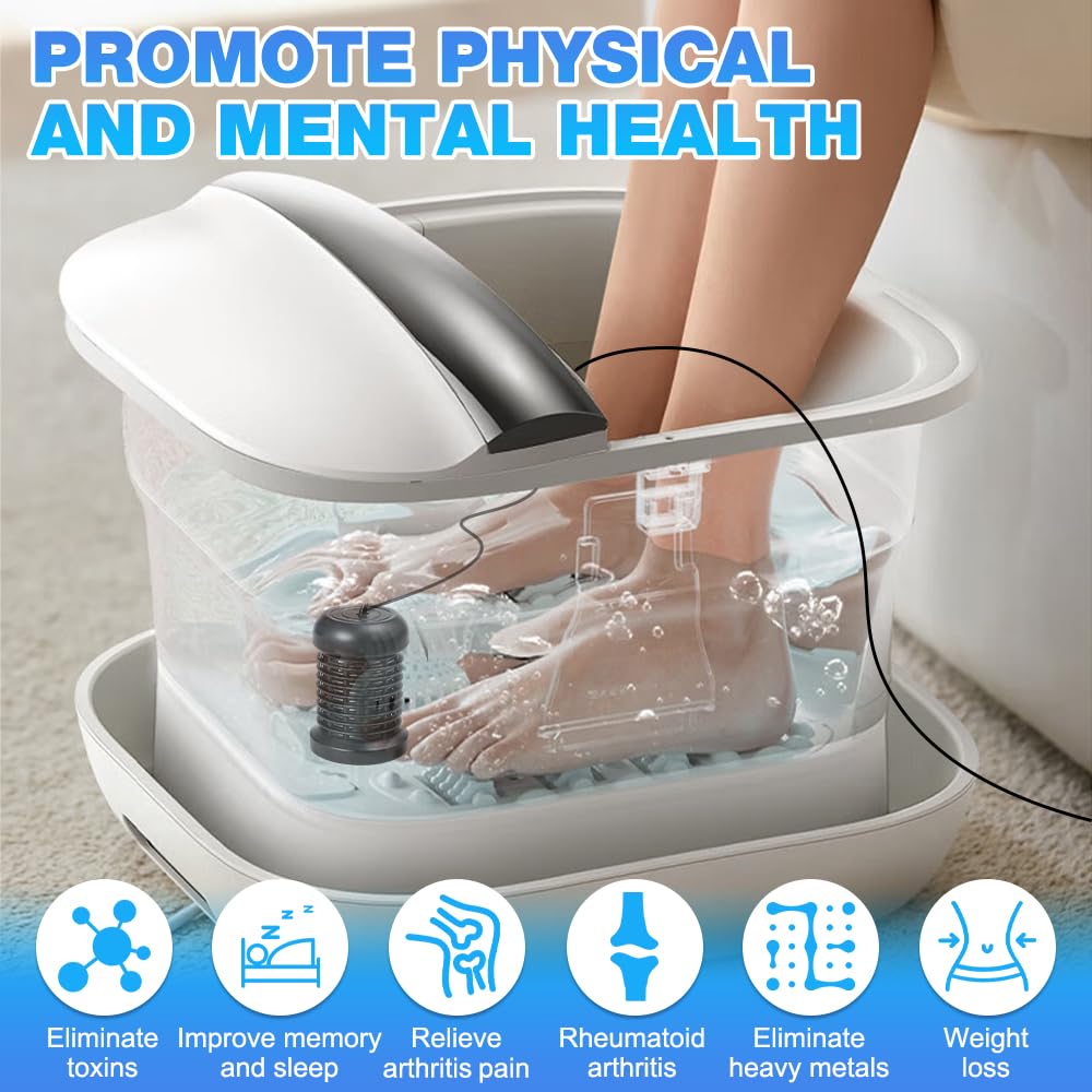 Desintoxicación de iones para pies, baño de pies de iones desintoxicación, baño de pies iónico para desintoxicar, pies de desintoxicación, spa portátil para uso doméstico (sin platilla)