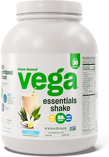 Miniatura 1 de Vega Essentials malteada de vainilla en polvo de proteína vegana a base de plantas sin lácteos, VEG01119, Vainilla, 1